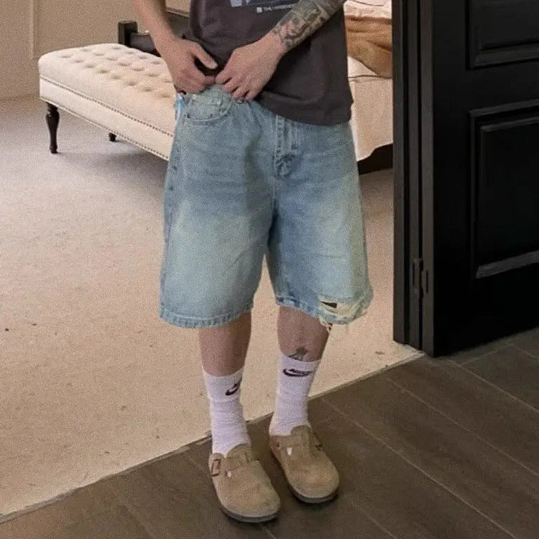 Y2K Distressed Design Cropped Jorts