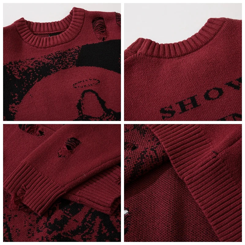 Y2K Distressed Priest Salvation Graphic Jumper