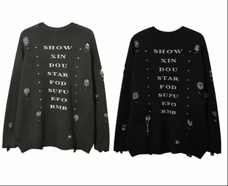 Y2K Distressed Priest Salvation Graphic Jumper
