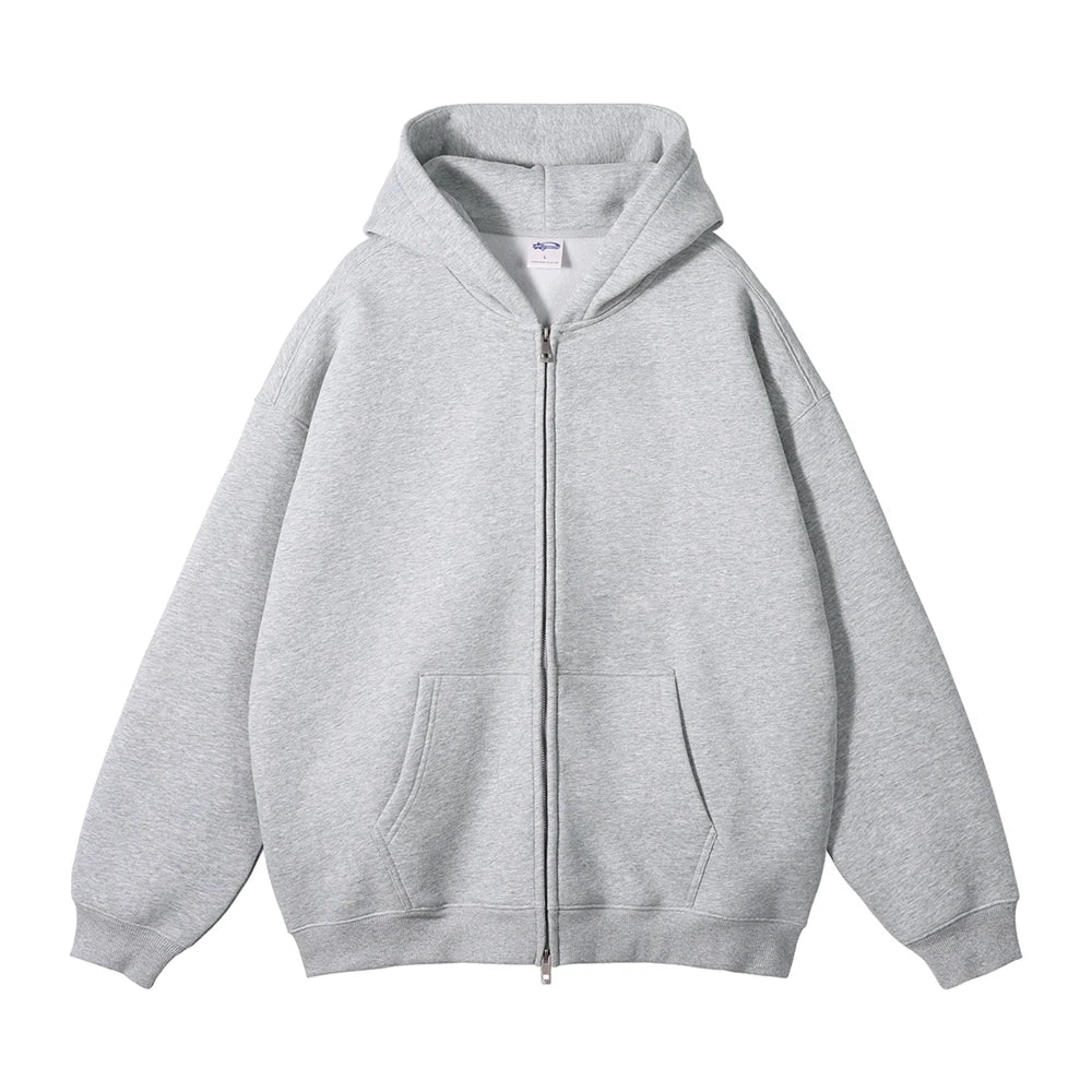 Y2K Double Headed Plain Zip Up Hoodie