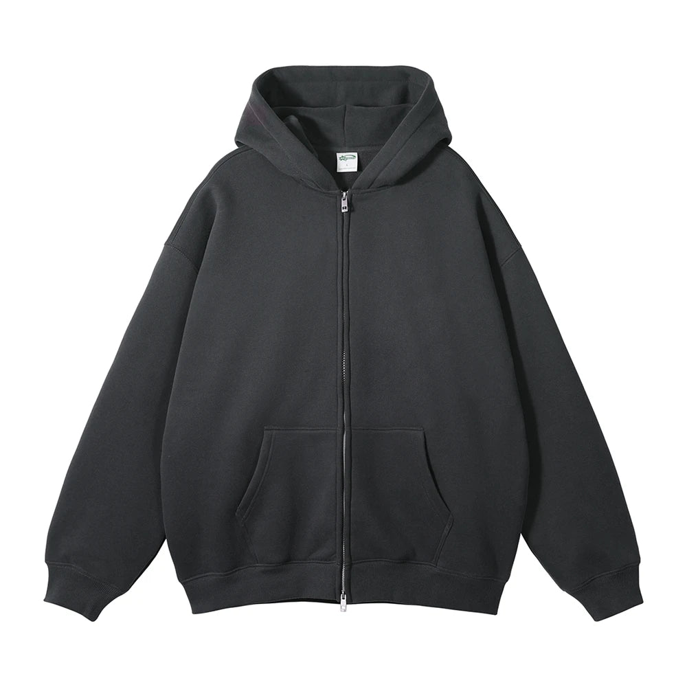 Y2K Double Headed Plain Zip Up Hoodie