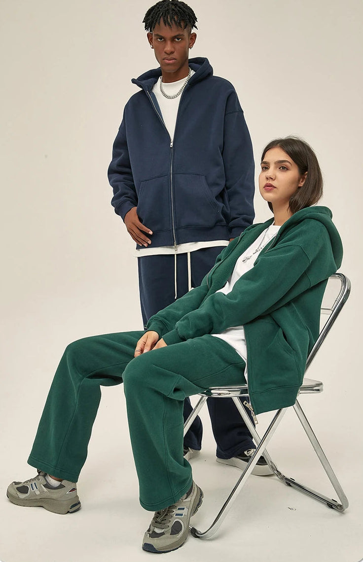 Y2K Double Headed Plain Zip Up Hoodie