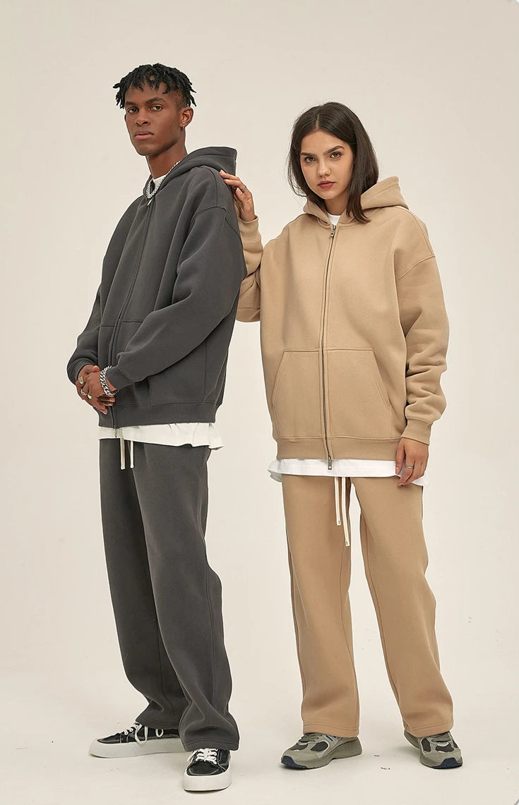 Y2K Double Headed Plain Zip Up Hoodie