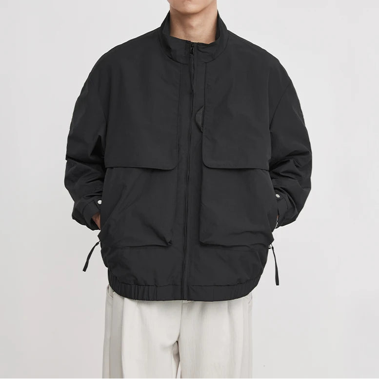 Y2K Double Pocket Stand Collar Cargo Windbreaker Jacket