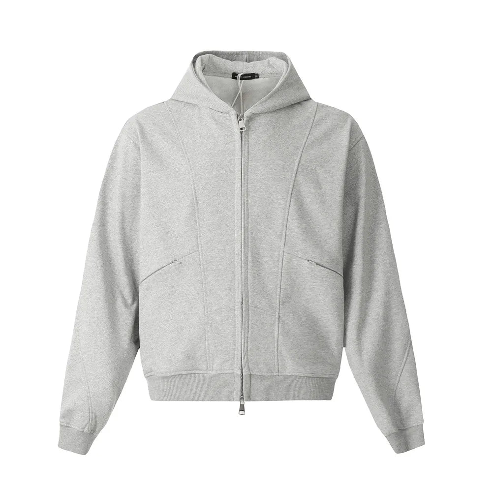Y2K Double Zip Up Panelled Spliced Hoodie
