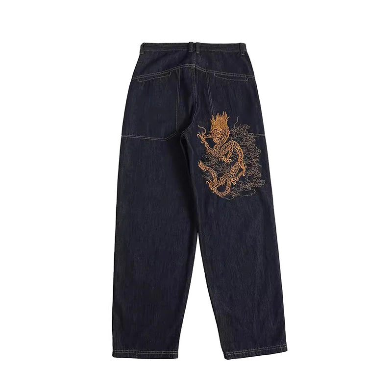 Y2K Dragon Embroidery Baggy Skater Jeans