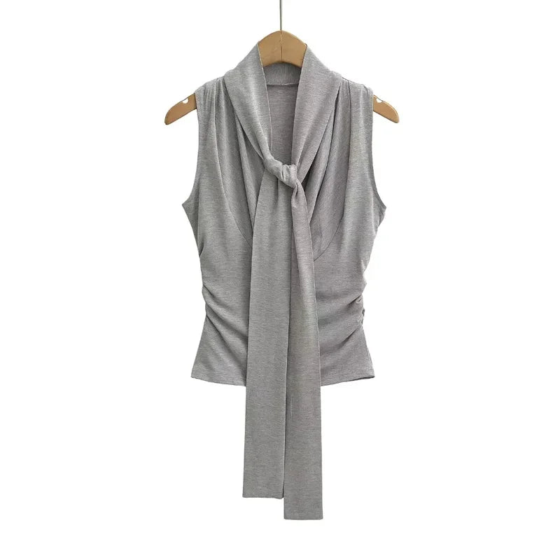 Y2K Draped Cowl Tank Top With Scarf