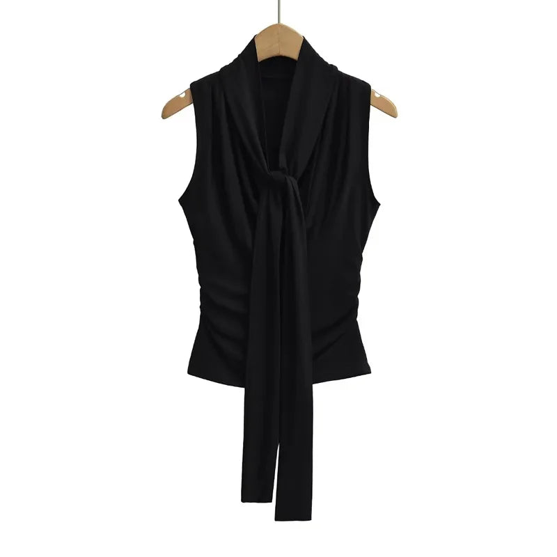 Y2K Draped Cowl Tank Top With Scarf