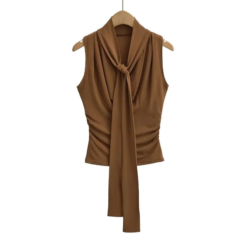 Y2K Draped Cowl Tank Top With Scarf