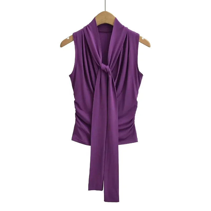 Y2K Draped Cowl Tank Top With Scarf