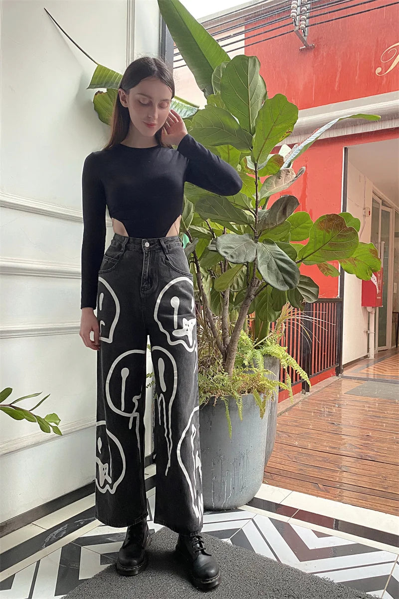 Y2K "Dripping Smiles" High Waist Jeans