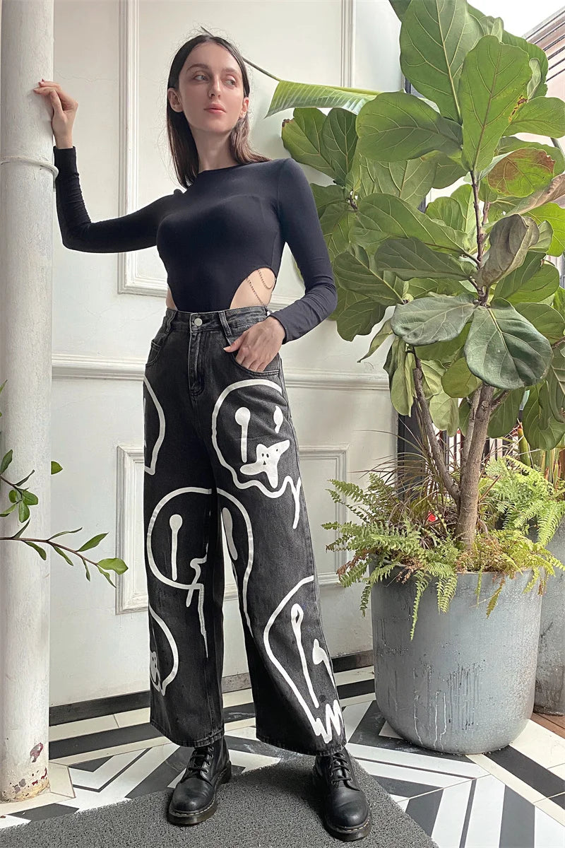 Y2K "Dripping Smiles" High Waist Jeans