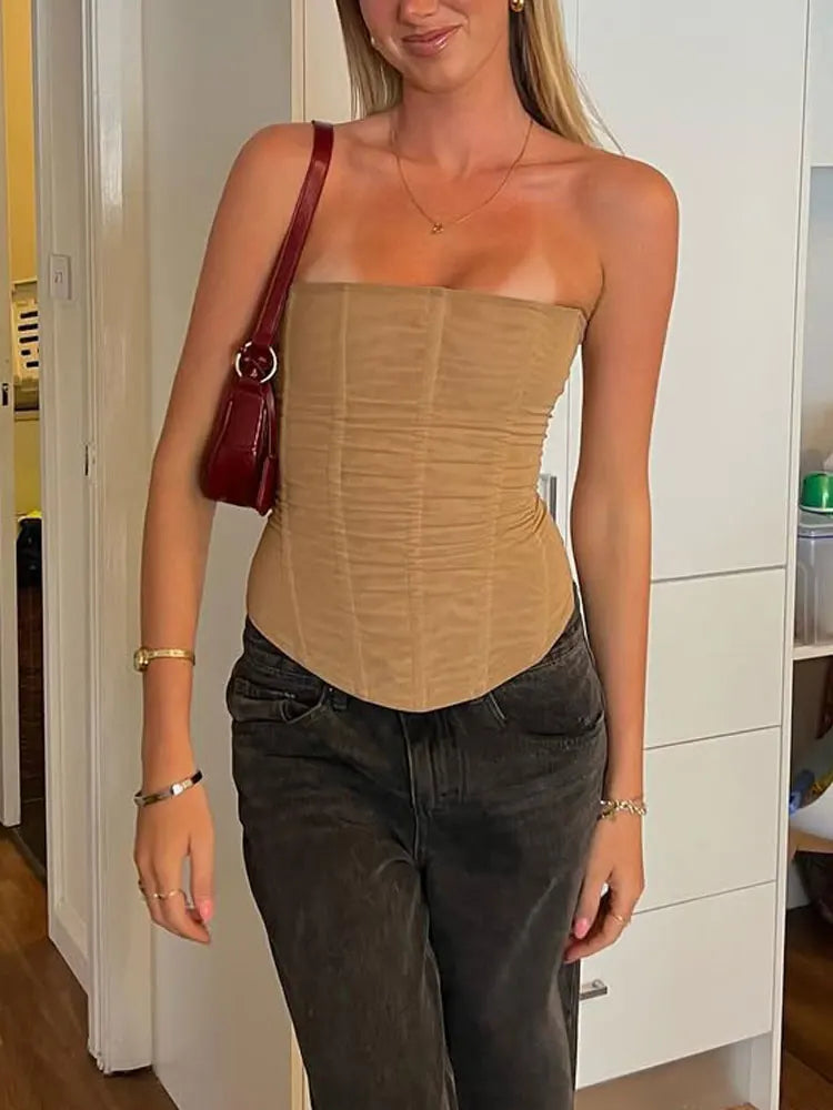 Y2K Elegant Corset Bandeau Tube Top