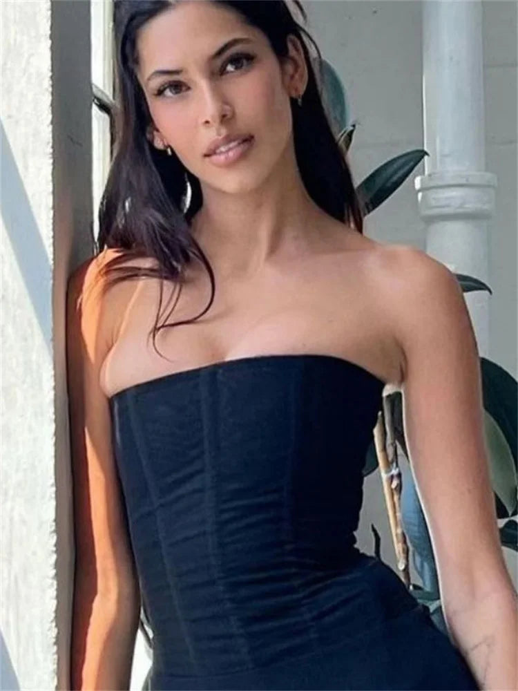 Y2K Elegant Corset Bandeau Tube Top