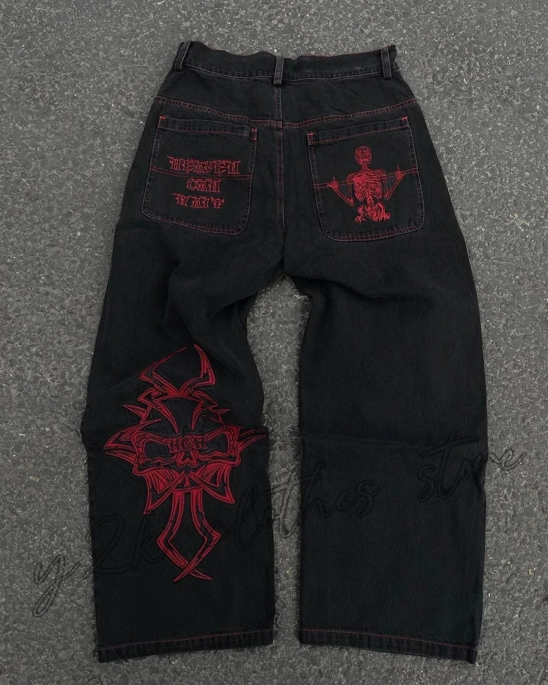 Y2K Embroidered Baggy Jeans