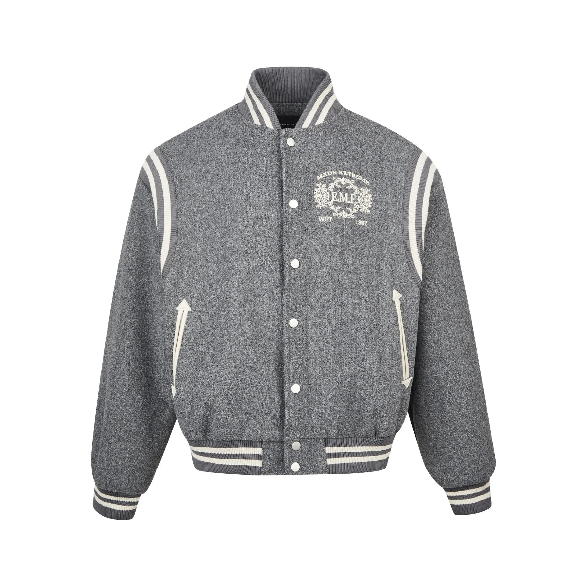 Y2K Embroidered Button Varsity Jacket