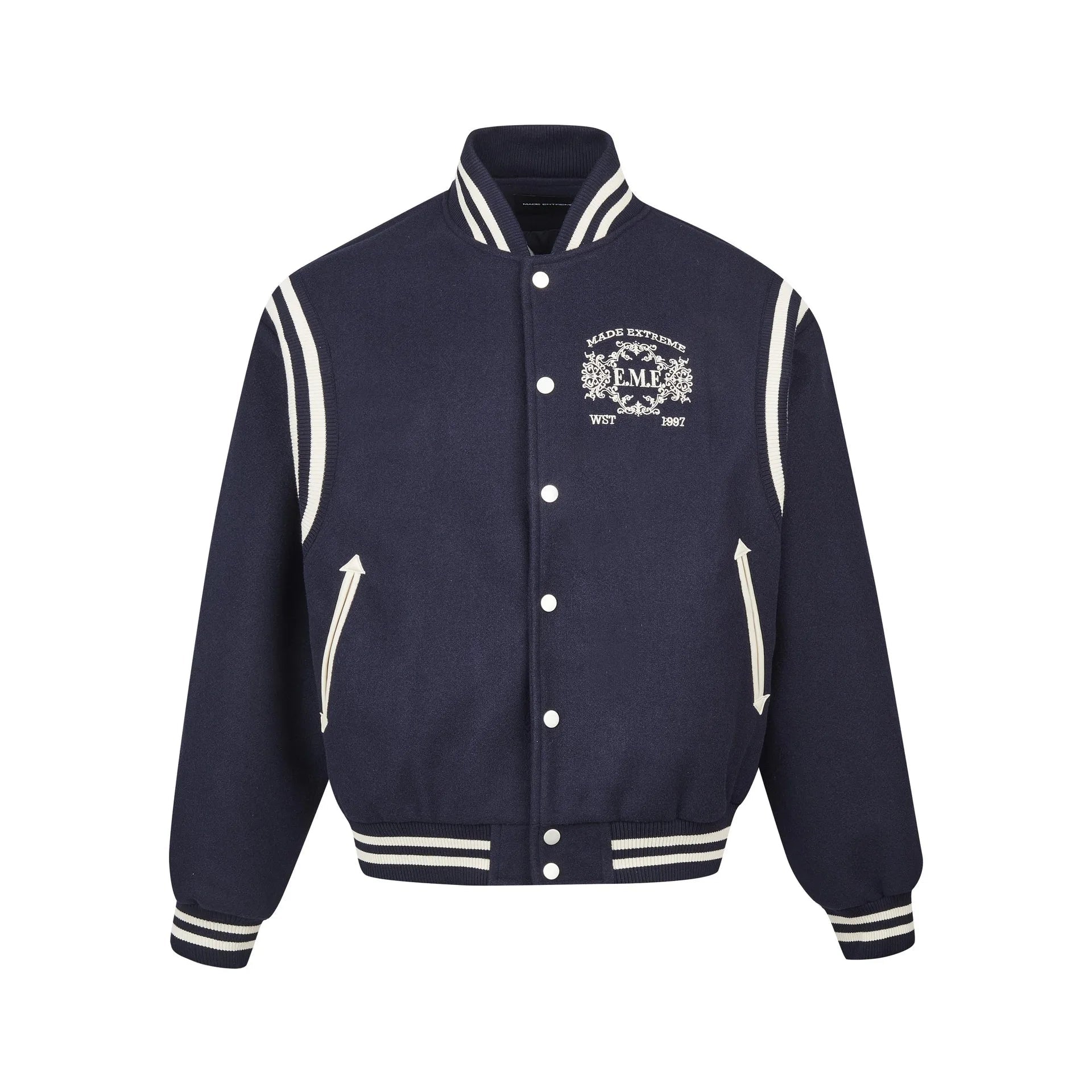 Y2K Embroidered Button Varsity Jacket