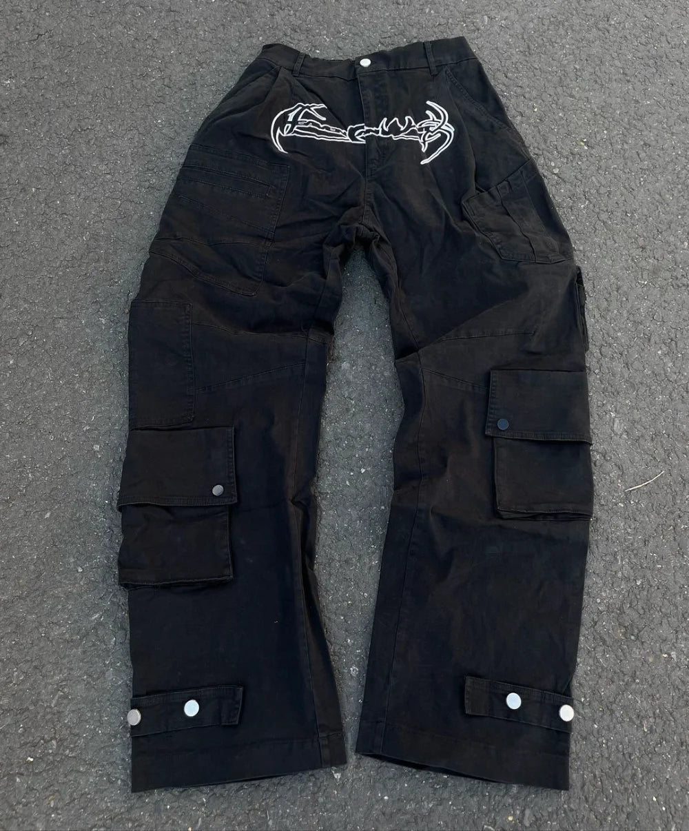Y2K Embroidered Cargo Trousers