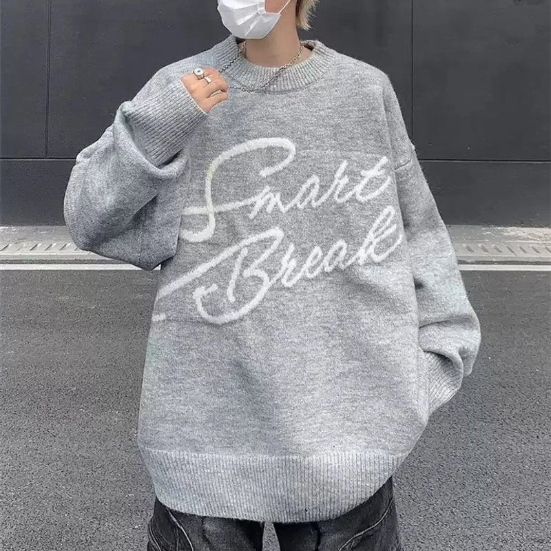 Y2K Embroidered Letters Long Sleeve Sweater