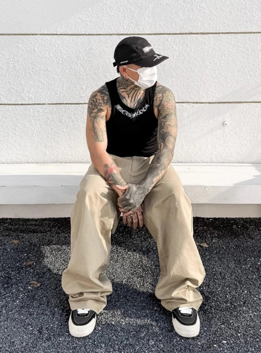 Y2K Embroidered Neck-Line Tank Top