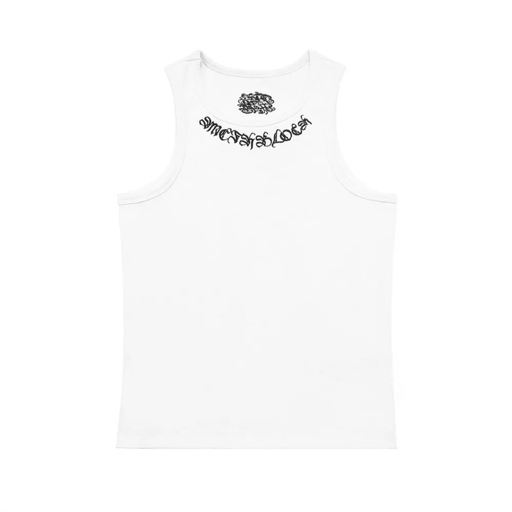 Y2K Embroidered Neck-Line Tank Top