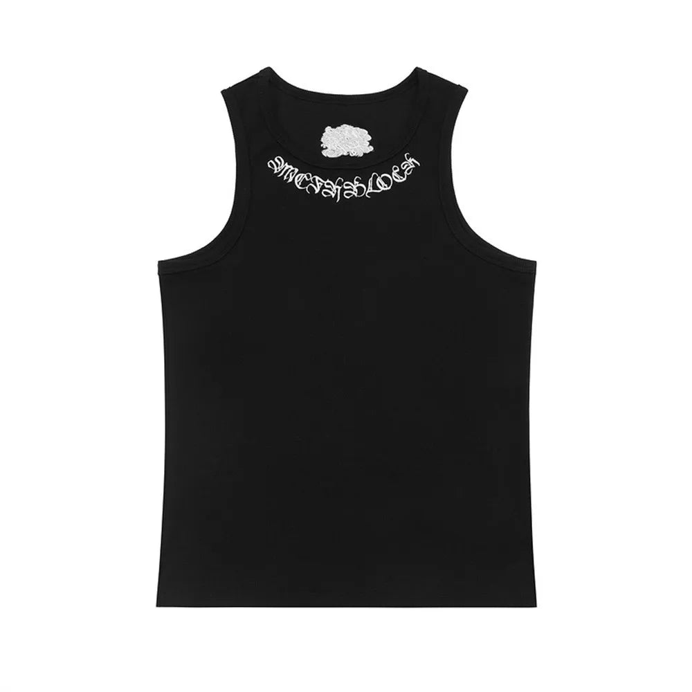 Y2K Embroidered Neck-Line Tank Top