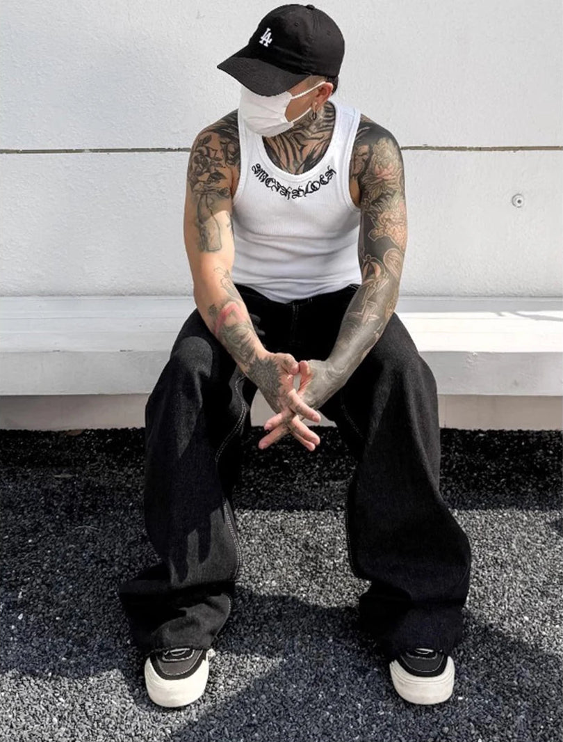 Y2K Embroidered Neck-Line Tank Top