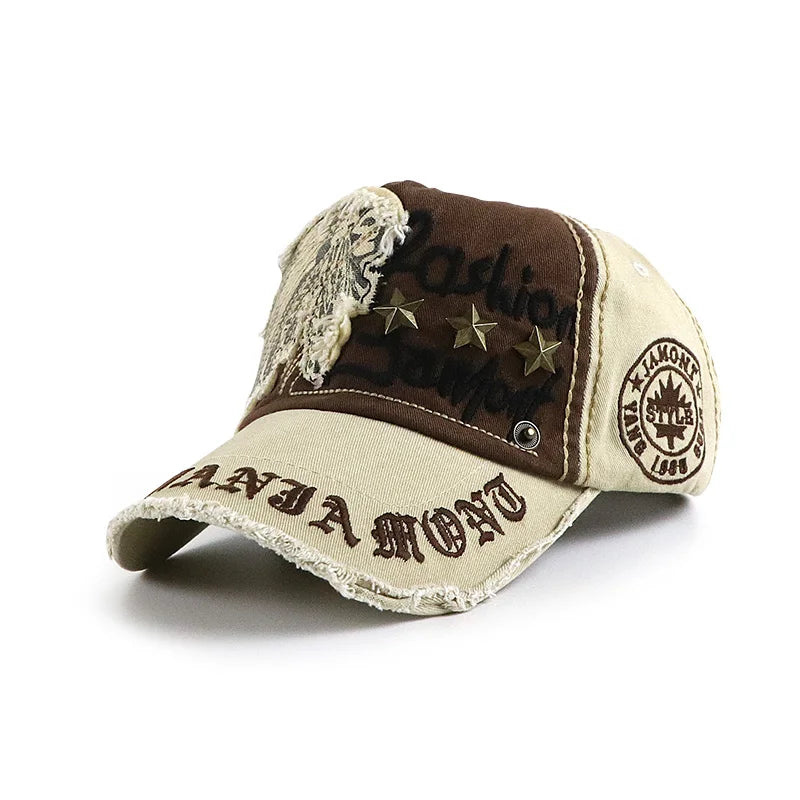Y2K Embroidered Vintage Wash Distressed Baseball Cap