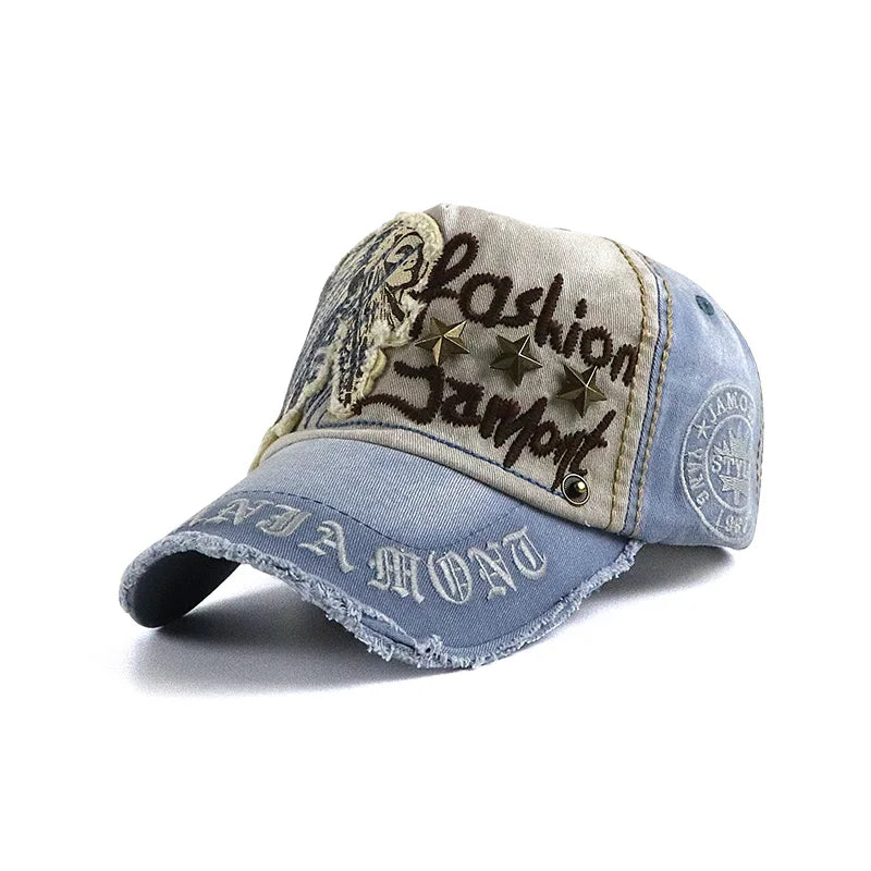 Y2K Embroidered Vintage Wash Distressed Baseball Cap