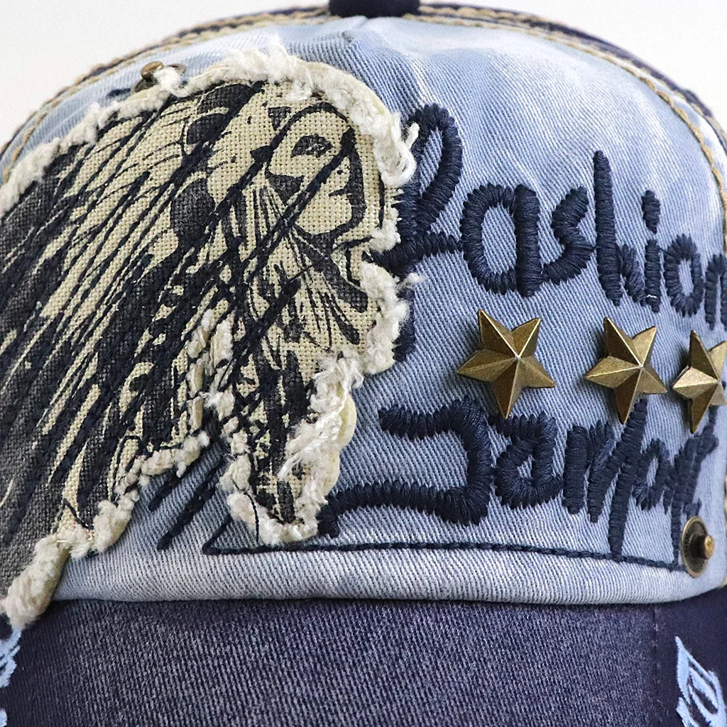 Y2K Embroidered Vintage Wash Distressed Baseball Cap