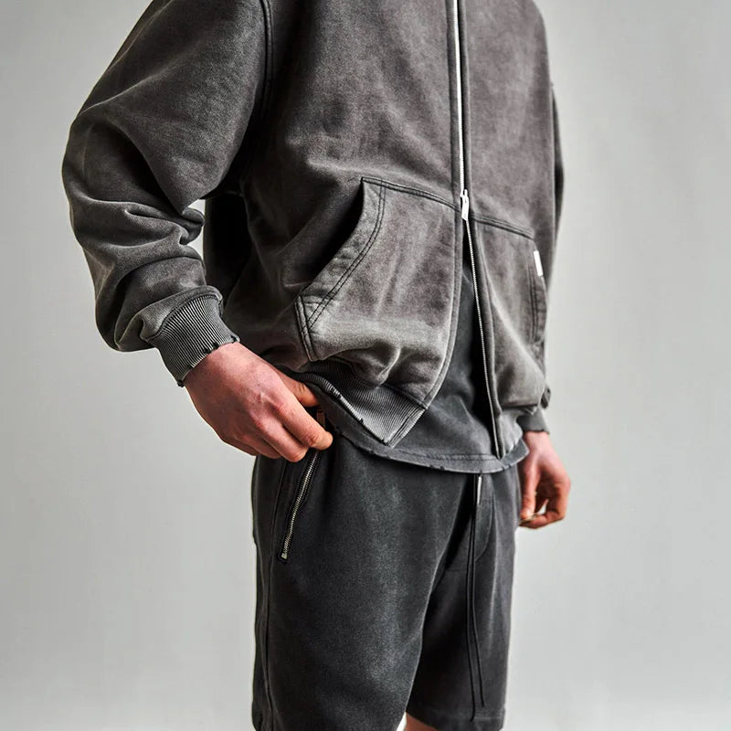 Y2K Essential Washed Zip Up Hoodie