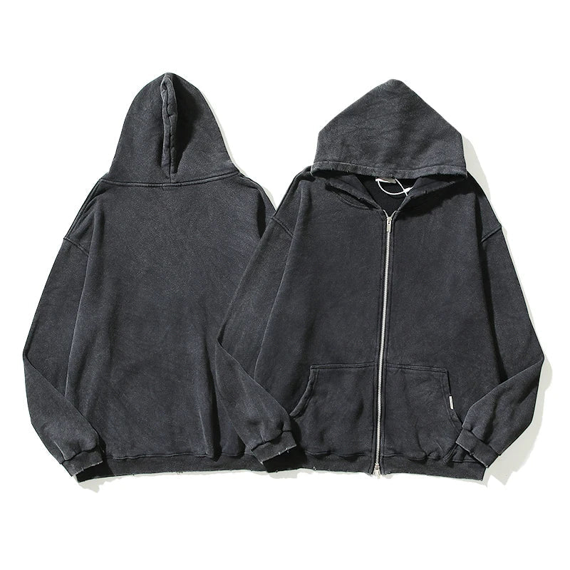 Y2K Essential Washed Zip Up Hoodie