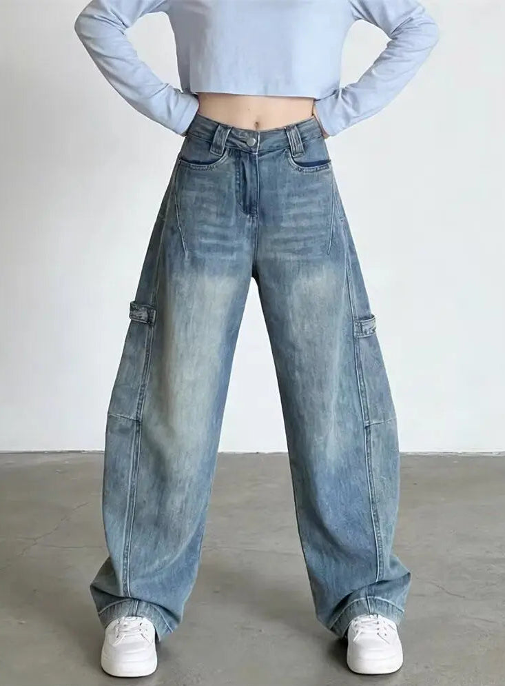 Y2K Essentials Baggy Barrel Cargo Jeans