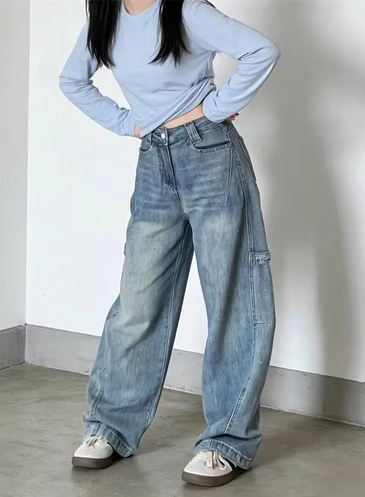 Y2K Essentials Baggy Barrel Cargo Jeans