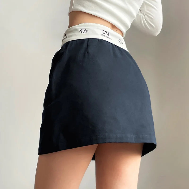 Y2K Essentials Comfy Plain Denim Mini Skirt