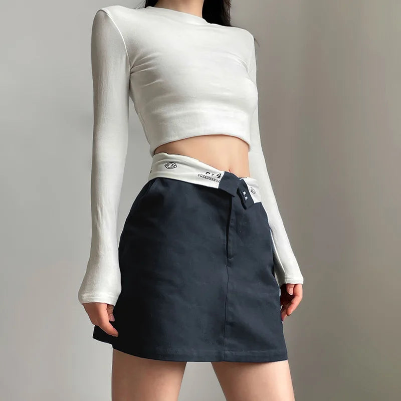 Y2K Essentials Comfy Plain Denim Mini Skirt