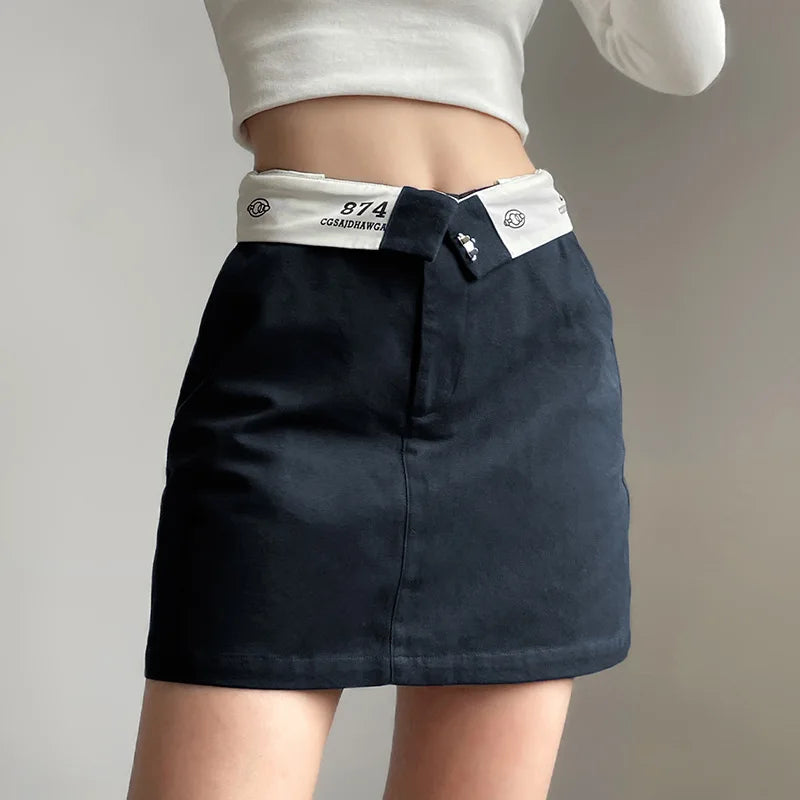 Y2K Essentials Comfy Plain Denim Mini Skirt