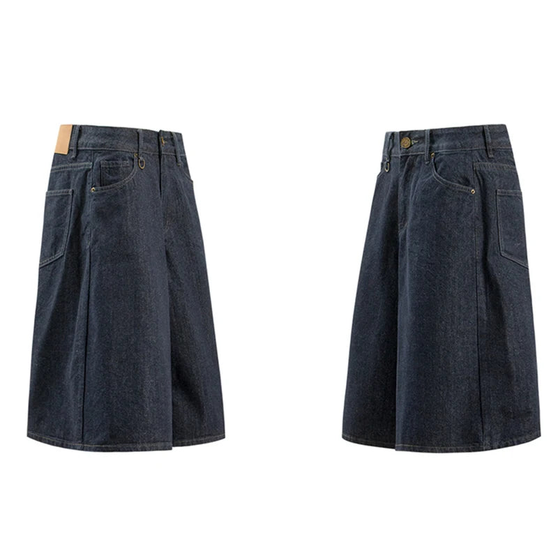 Y2K Essentials Contrast Stitch Denim Shorts Jorts