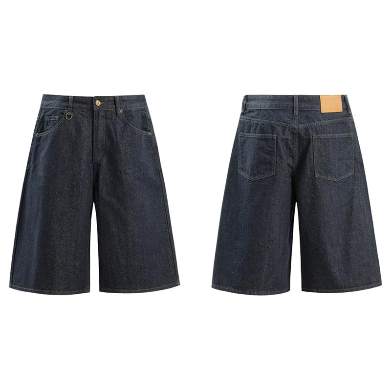 Y2K Essentials Contrast Stitch Denim Shorts Jorts