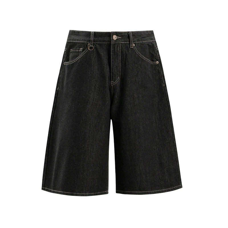 Y2K Essentials Contrast Stitch Denim Shorts Jorts