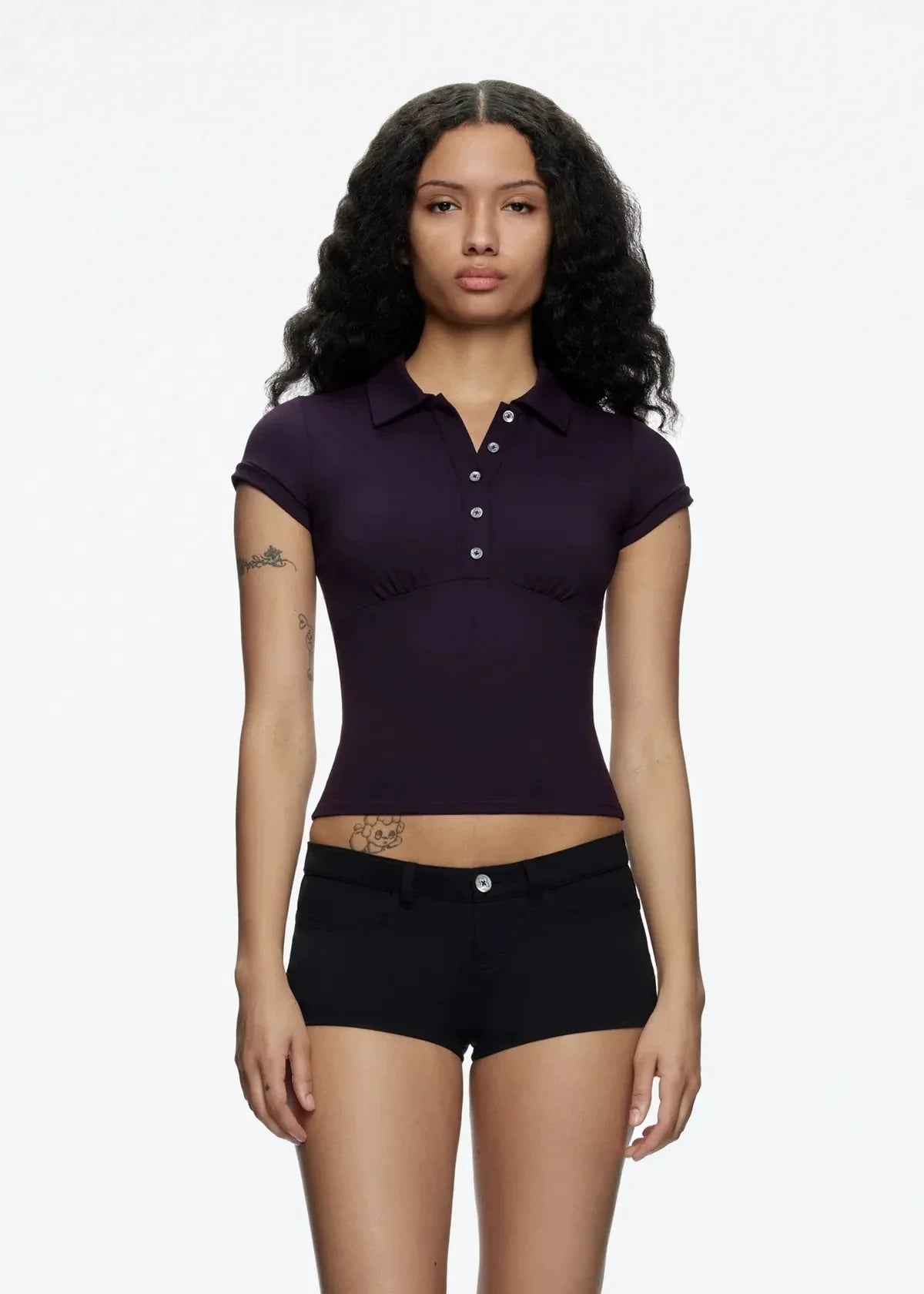 Y2K Essentials Crop Polo Shirt Top
