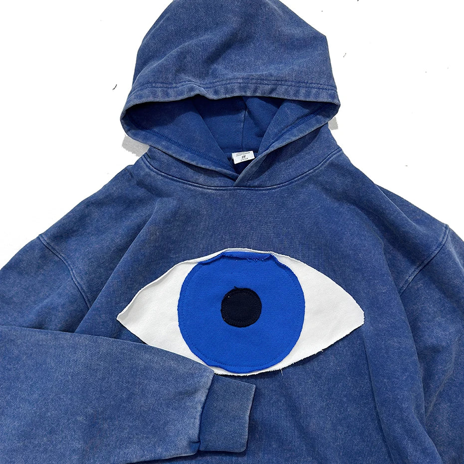 Y2K Evil Eye Rough Cut Washed Hoodie