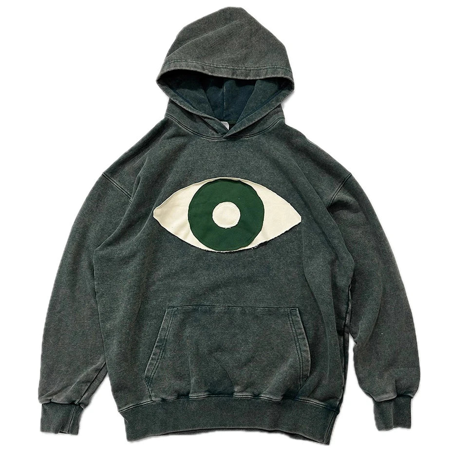 Y2K Evil Eye Rough Cut Washed Hoodie