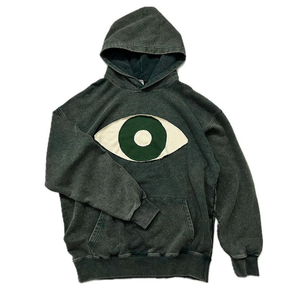 Y2K Evil Eye Rough Cut Washed Hoodie
