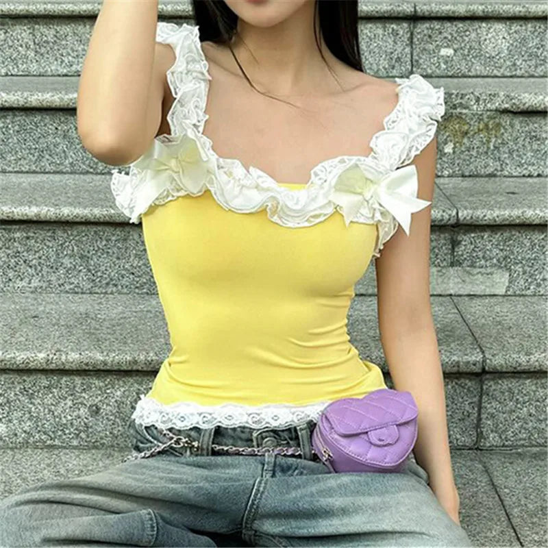 Y2K Fairycore Lace Strapless Bandeau Tube Top