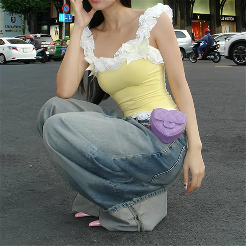 Y2K Fairycore Lace Strapless Bandeau Tube Top