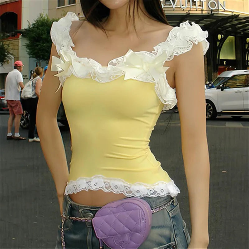 Y2K Fairycore Lace Strapless Bandeau Tube Top