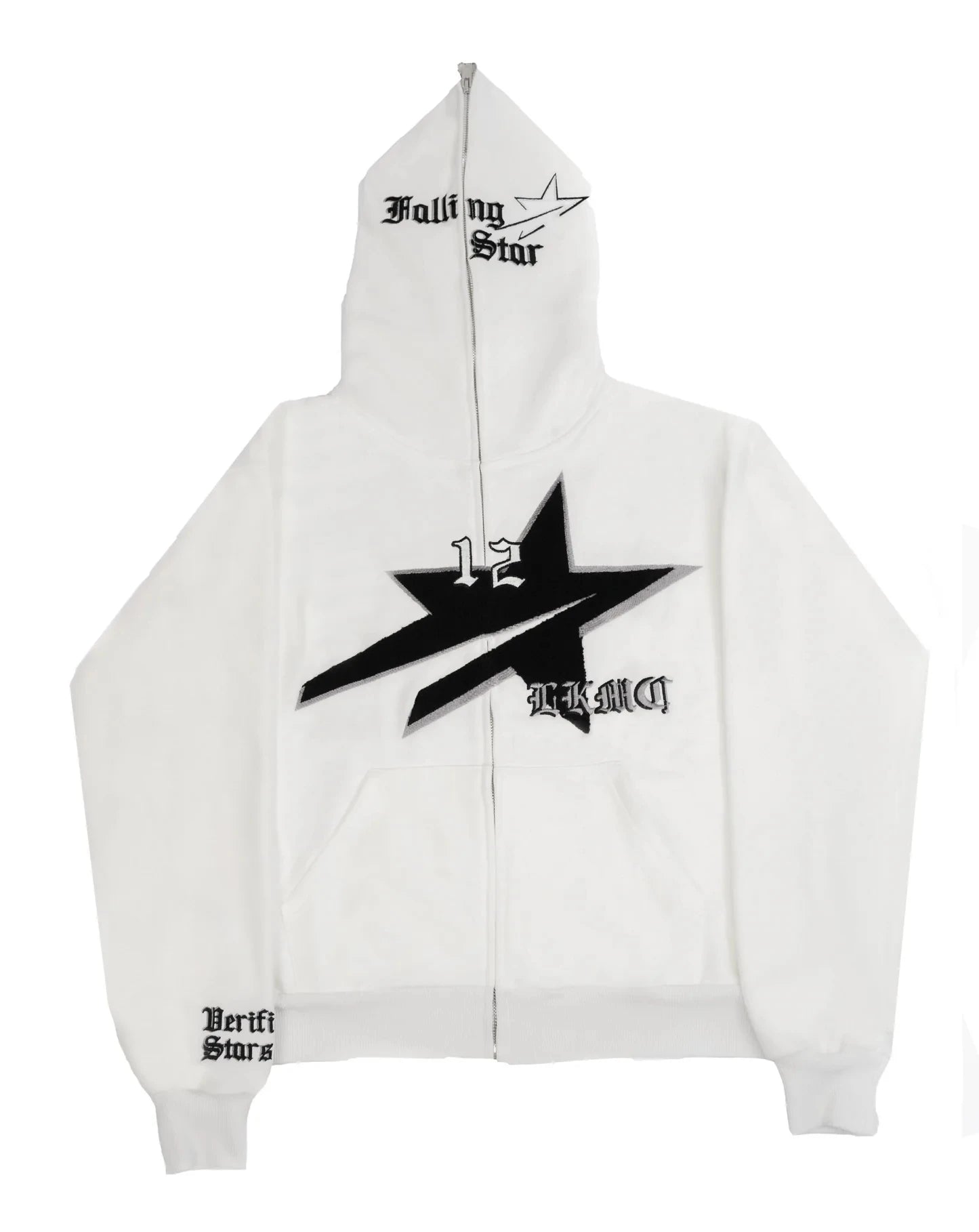 Y2K Falling Star Full Zip Up Graphic Hoodie