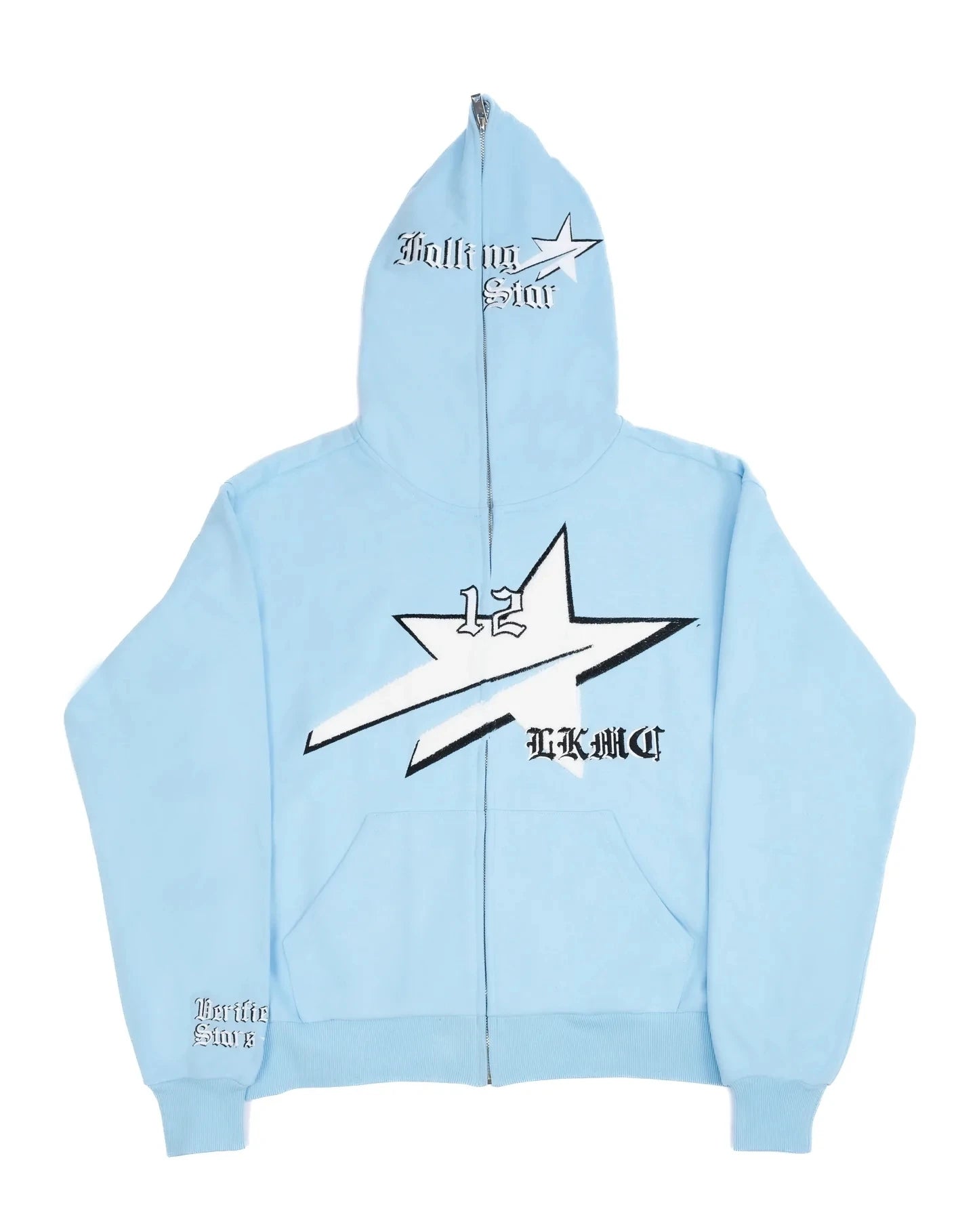 Y2K Falling Star Full Zip Up Graphic Hoodie