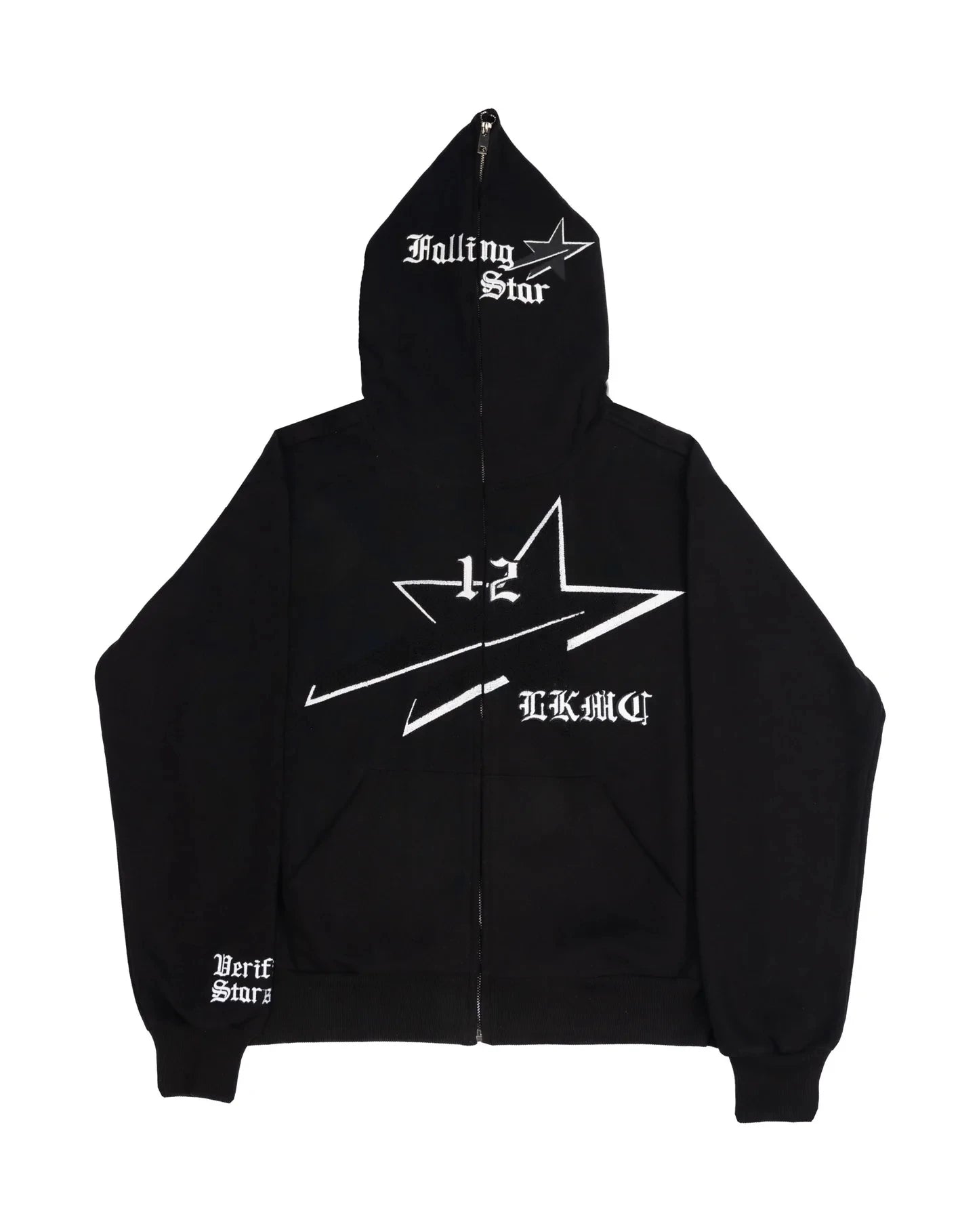 Y2K Falling Star Full Zip Up Graphic Hoodie